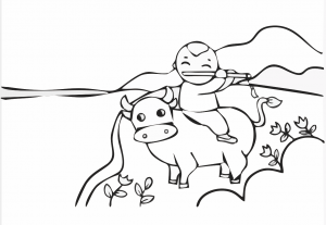 牧童骑牛背的简笔画图片